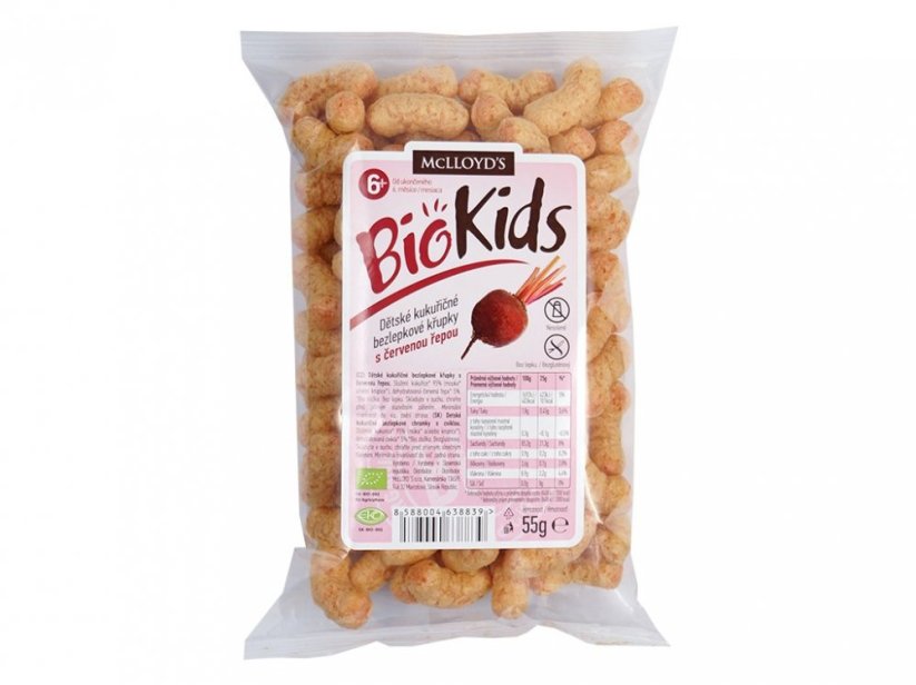 Bio Křupky kukuřičné s červenou řepou 55g, McLLloyds