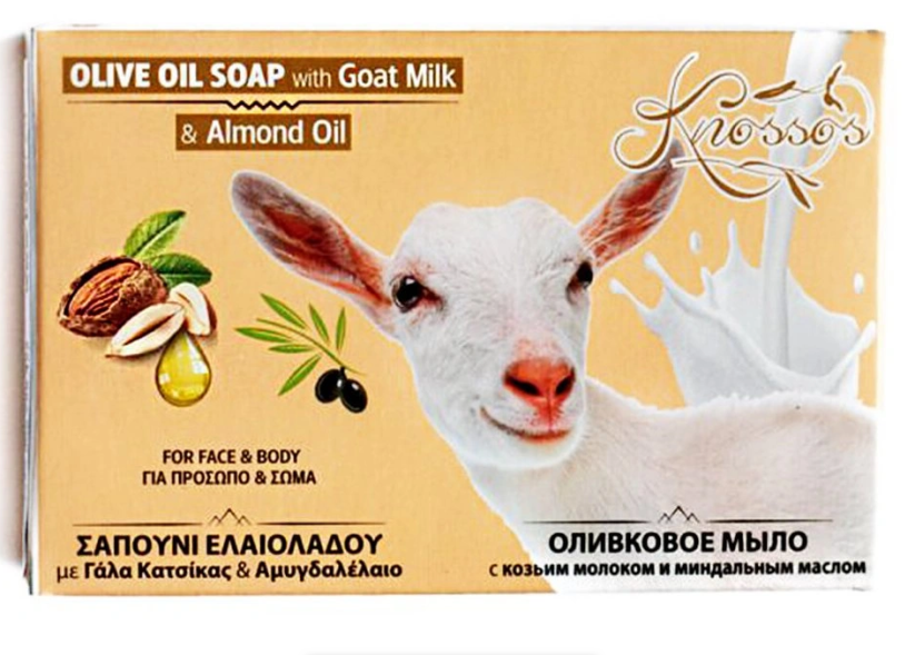 Olivové mýdlo s kozím mlékem a mandlovým olejem 100 g, Knossos